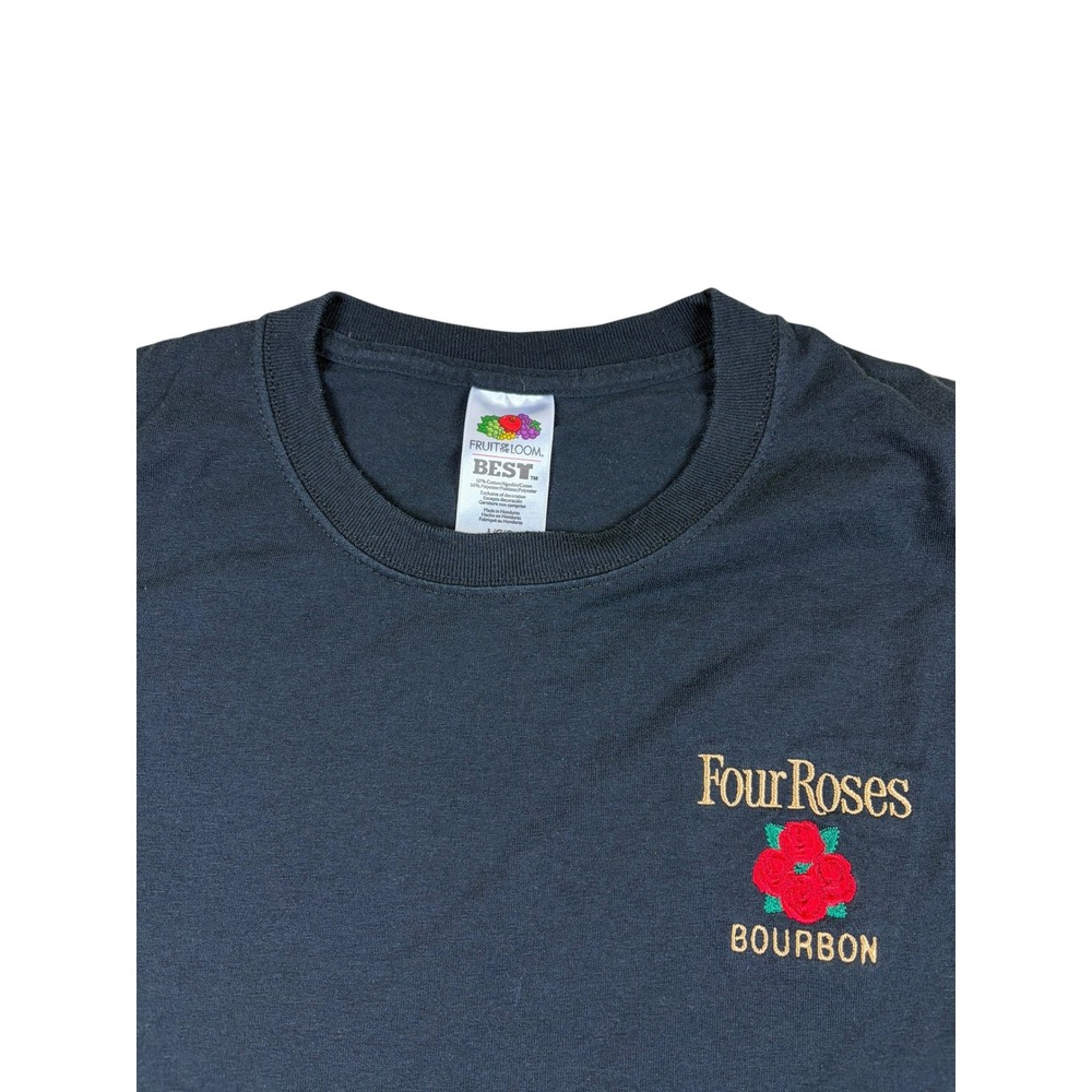 Four Roses Bourbon Embroidered Black T-Shirt Mens Large